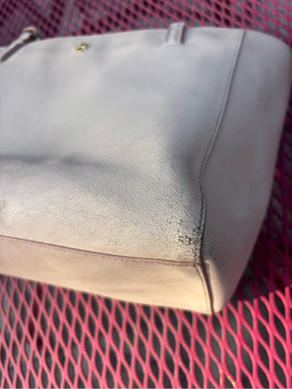 Tory Burch Pink Cream Leather Shoulder Tote- Project Bag - Picture 6 of 11
